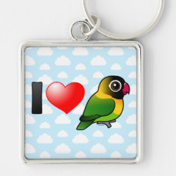 I Love Masked Lovebirds Premium Square Keychain