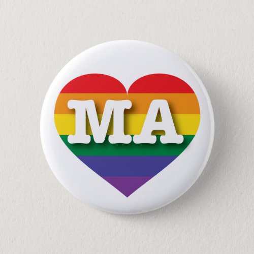 I love Massachusetts Gay Pride Rainbow Heart Pinback Button