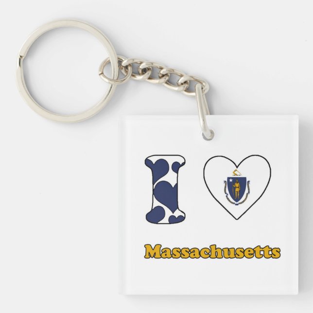 I love Massachusetts Keychain (Front)