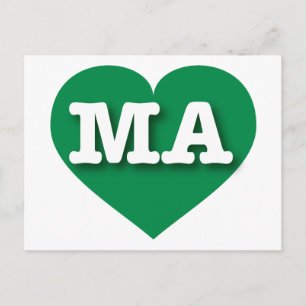 I love Massachusetts - MA green heart Postcard