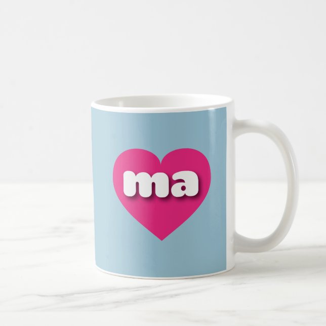 I love Massachusetts - ma hot pink heart Coffee Mug (Right)
