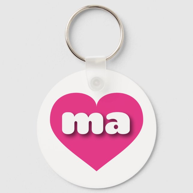 I love Massachusetts - ma hot pink heart Keychain (Front)