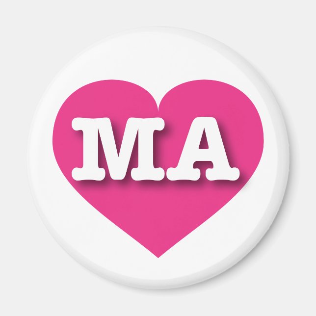 I love Massachusetts - MA hot pink heart Magnet (Front)