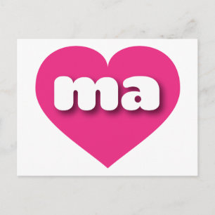 I love Massachusetts - ma hot pink heart Postcard