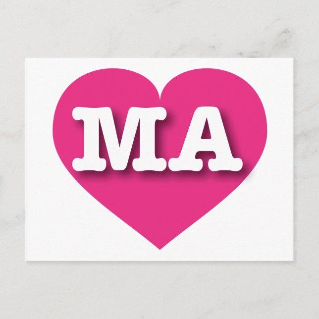 I love Massachusetts - MA hot pink heart Postcard (Front)