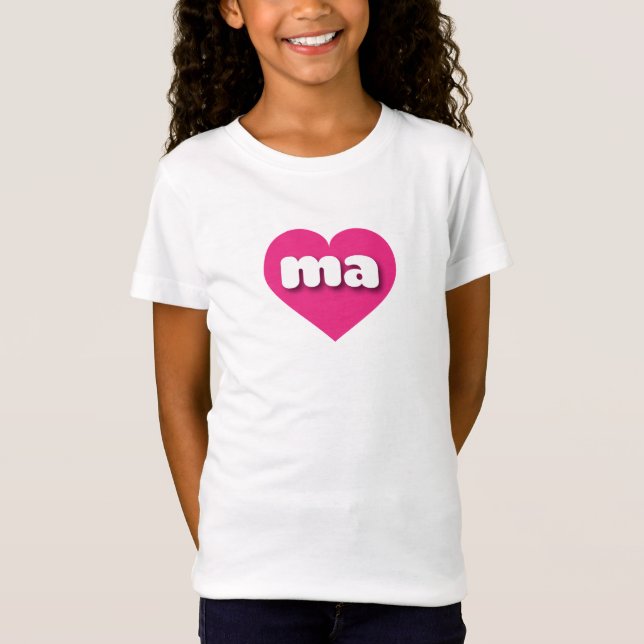 I love Massachusetts - ma hot pink heart T-Shirt (Front)