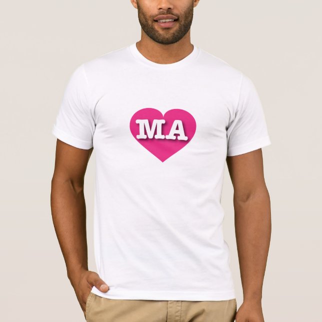 I love Massachusetts - MA hot pink heart T-Shirt (Front)