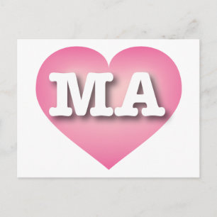 I love Massachusetts - MA pink fade heart Postcard