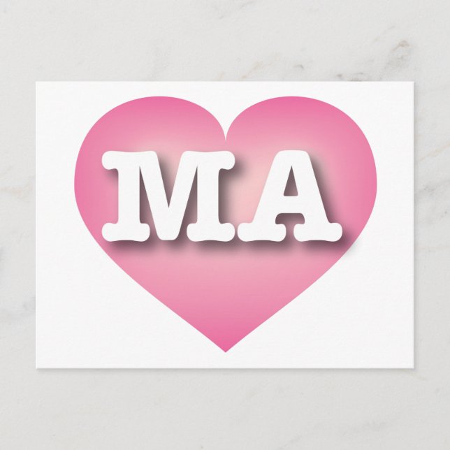 I love Massachusetts - MA pink fade heart Postcard (Front)