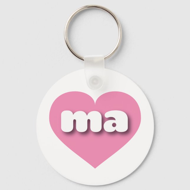 I love Massachusetts - ma pink heart Keychain (Front)