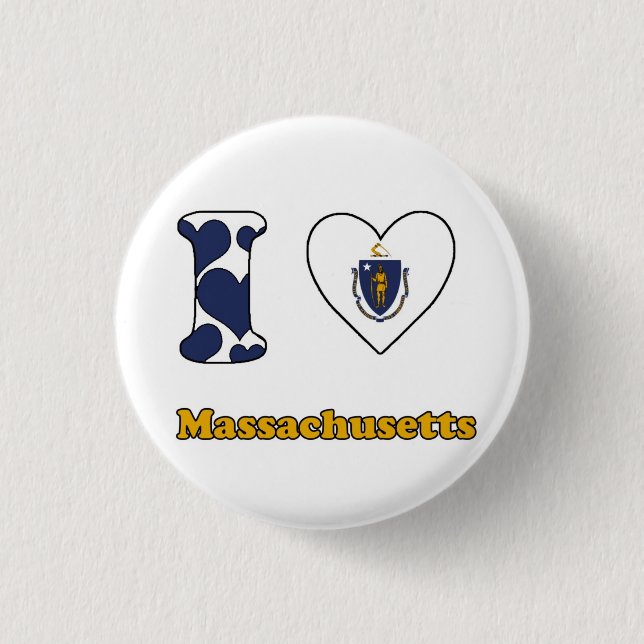 I love Massachusetts Pinback Button (Front)
