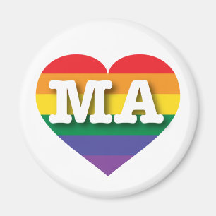 I Love Massachusetts Rainbow Heart Magnet