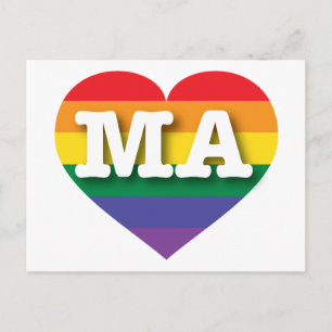 I Love Massachusetts Rainbow Heart Postcard