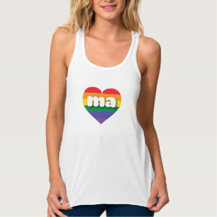 I Love Massachusetts Rainbow Heart Tank Top