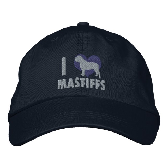 I Love Mastiffs Embroidered Hat (Blue) (Front)