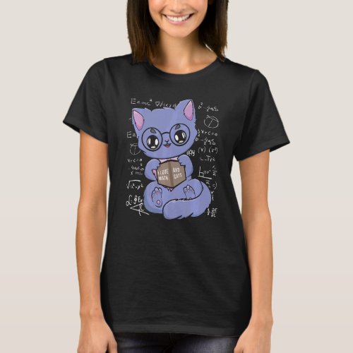 I Love Math And Cats Black Cat Feline Mathematics  T_Shirt