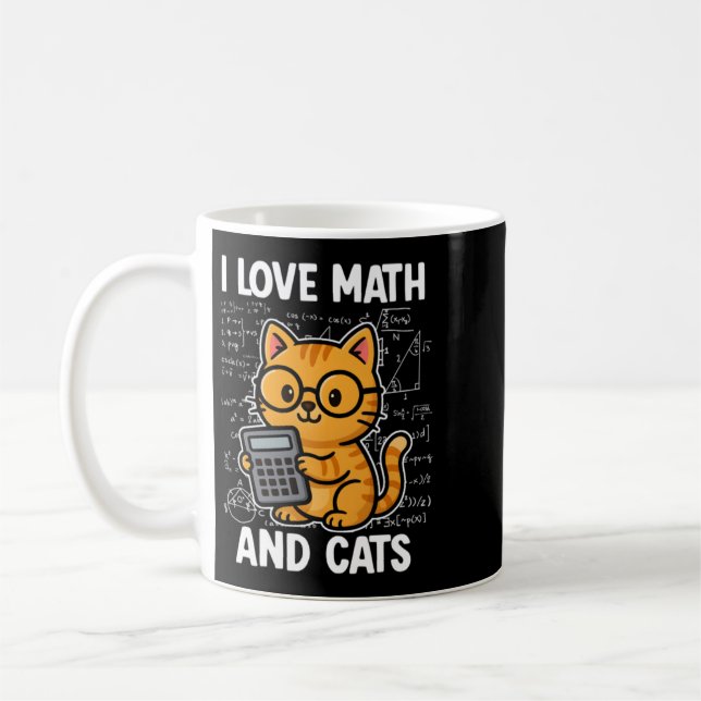 I Love Math And Cats Coffee Mug (Left)