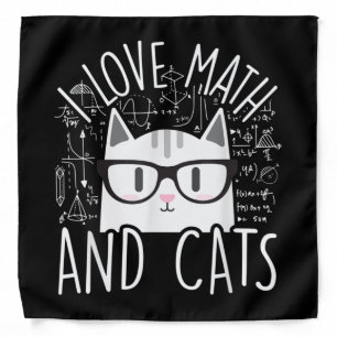 I Love Math And Cats Cute Kitty Cat Bandana