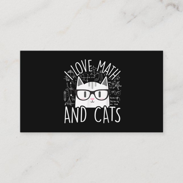 I Love Math And Cats Cute Kitty Cat Business Card (Front)