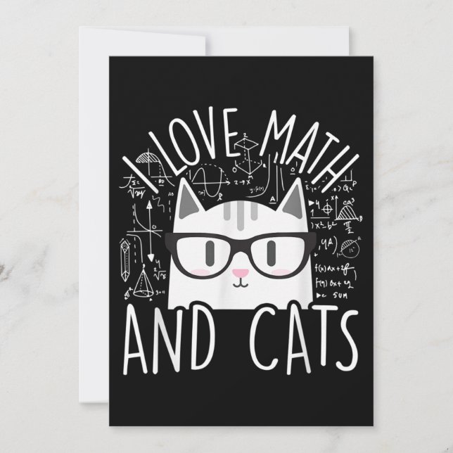 I Love Math And Cats Cute Kitty Cat Invitation (Front)