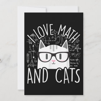I Love Math And Cats Cute Kitty Cat Invitation