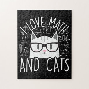 I Love Math And Cats Cute Kitty Cat Jigsaw Puzzle