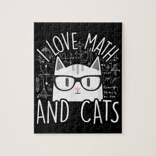 I Love Math And Cats Cute Kitty Cat Jigsaw Puzzle