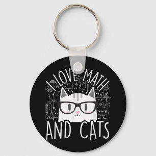 I Love Math And Cats Cute Kitty Cat Keychain