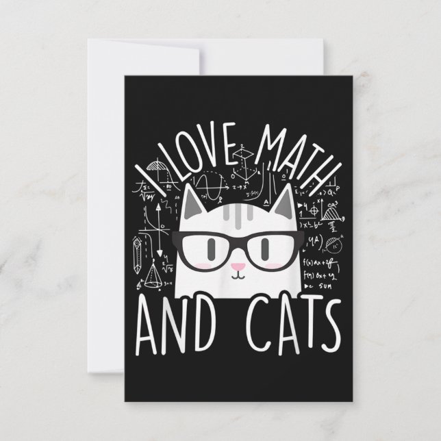 I Love Math And Cats Cute Kitty Cat Note Card (Front)