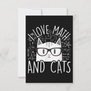 I Love Math And Cats Cute Kitty Cat Note Card