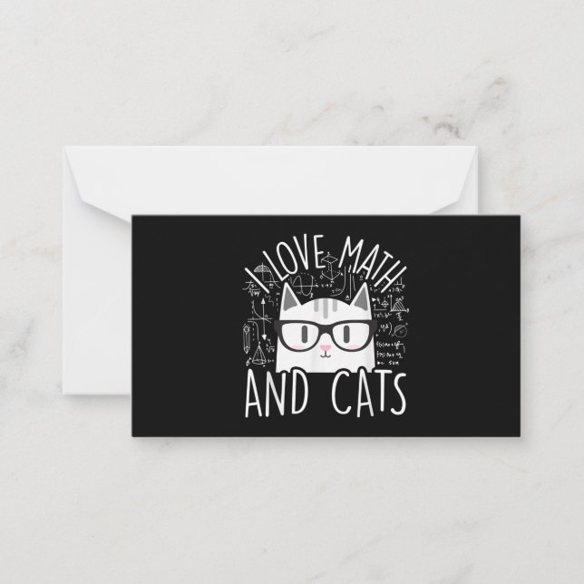 I Love Math And Cats Cute Kitty Cat Note Card (Front)