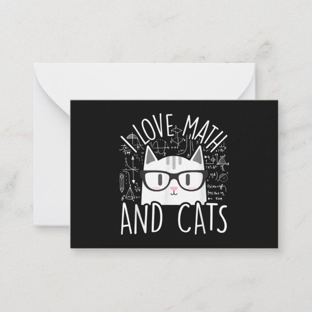 I Love Math And Cats Cute Kitty Cat Note Card (Front)