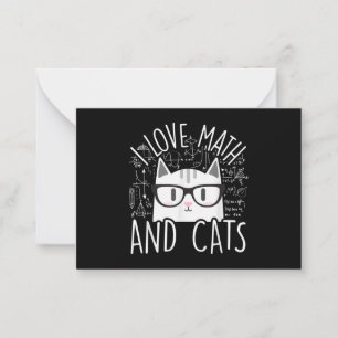 I Love Math And Cats Cute Kitty Cat Note Card