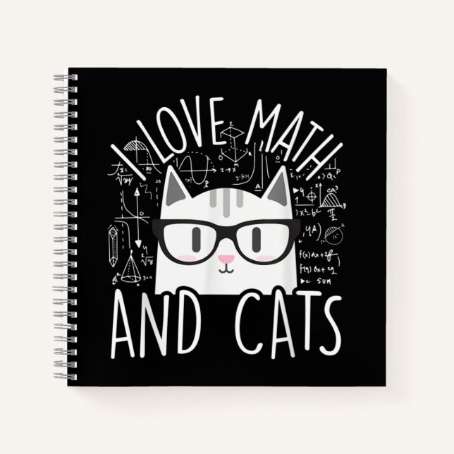 I Love Math And Cats Cute Kitty Cat Notebook (Front)