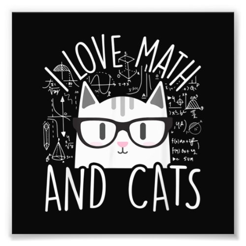 I Love Math And Cats Cute Kitty Cat Photo Print