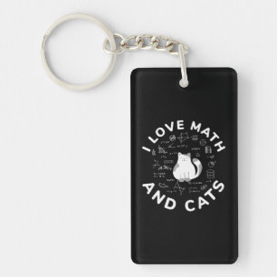 I Love Math And Cats Funny Cat Lover and Math Keychain