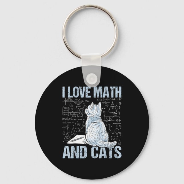 I Love Math And Cats Science Teacher Student Funny Keychain (Front)