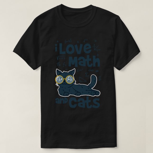 I Love Math and Cats T-Shirt (Design Front)