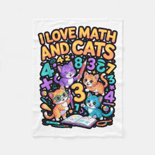 I Love Math And Cats Teacher Student  Fleece Blanket