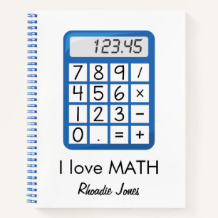 I love Math blue and white Notebook