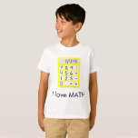 I love Math Calculator T-Shirt<br><div class="desc">If you love math,  than you will love this awesome t-shirt.  Featuring a yellow calculator,  "I love Math" is written in cool black font.  Personalize however you wish.</div>