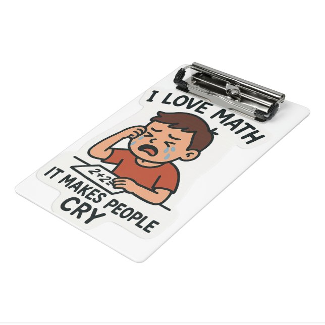 I Love Math – Funny Cartoon Sticker Mini Clipboard (Angled3)