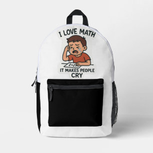 I Love Math – Funny Cartoon Sticker Printed Backpack