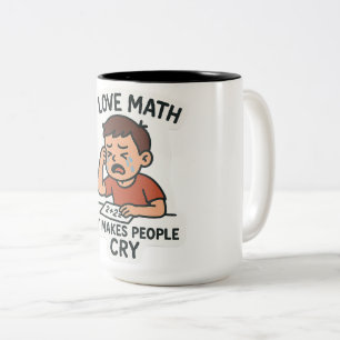I Love Math – Funny Cartoon Sticker Two-Tone Coffee Mug