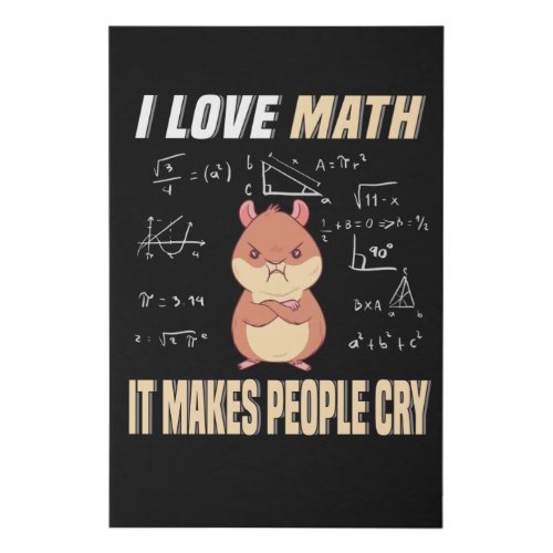 I Love Math Hamster Rodent Math Genius Math Faux Canvas Print