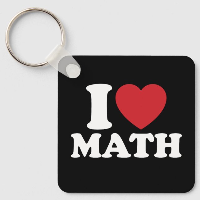 I Love Math I Heart Groovy Retro Keychain (Front)