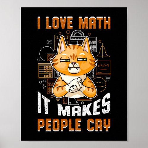 I Love Math It Makes People Cry Cat Math Teacher Poster