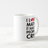 I Love Math, It makes people cry typography Coffee Mug (Front Right)