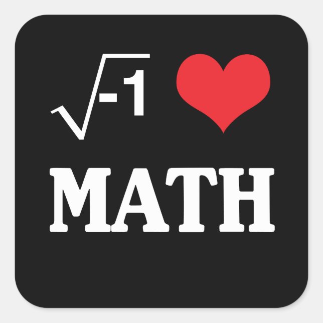 I Love Math Square Sticker (Front)