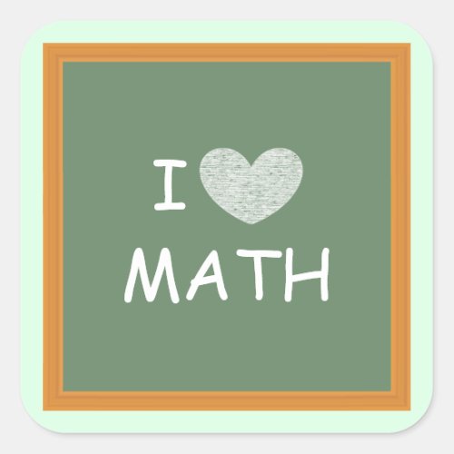 I Love Math Square Sticker